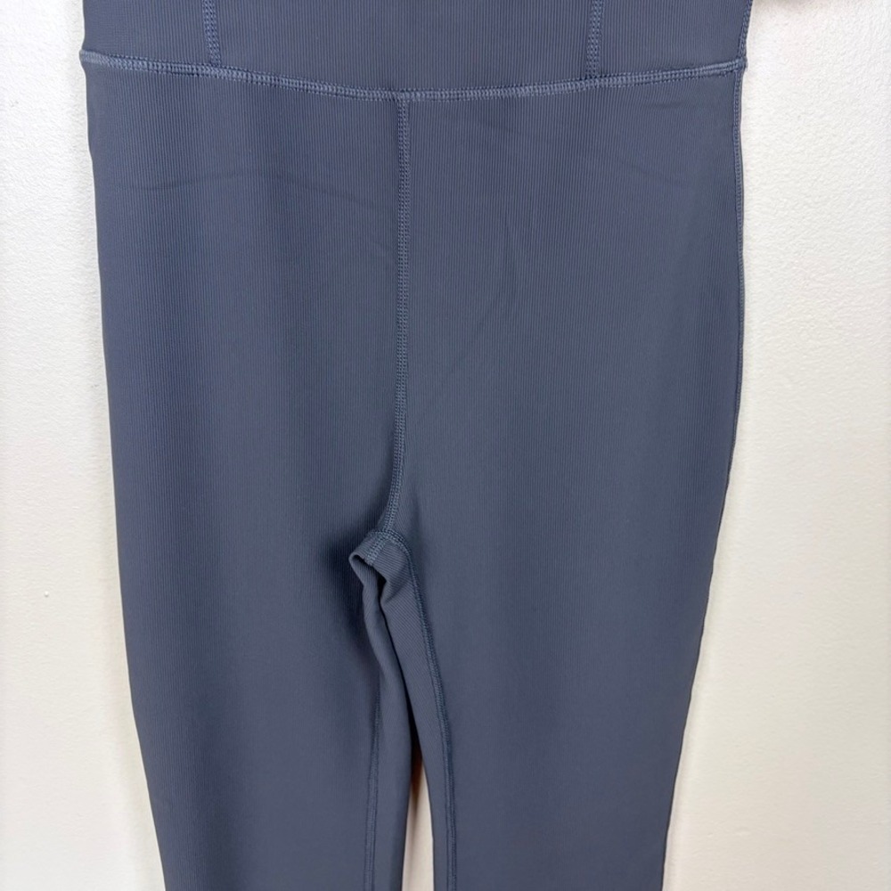 Wilo The Label V-Neck Flare Unitard Gunmetal Sleeveless Jumpsuit Blue Size M - Picture 4 of 11